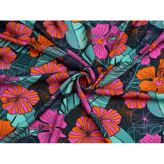 Floral Jungle Viscose Challis Fabric Minerva Exclusive - per yard