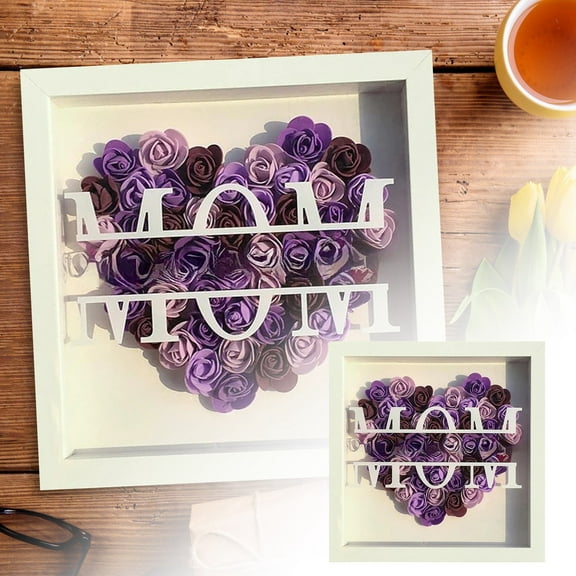 Floral Keepsake Heart Shadow Frame Custom Name Engraved Memorable Birthday for Mom from Kids