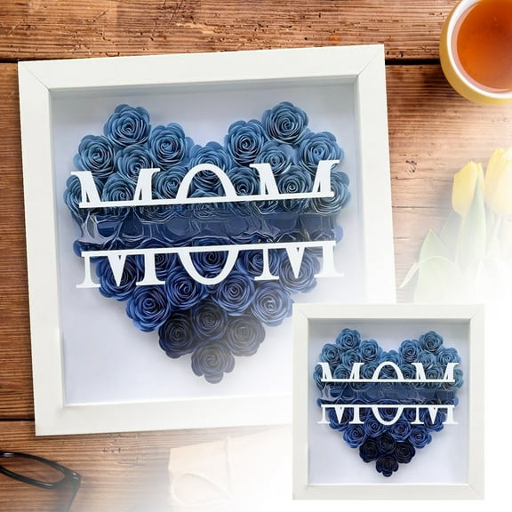 Floral Keepsake Heart Shadow Frame Custom Name Engraved Memorable Birthday for Mom from Kids