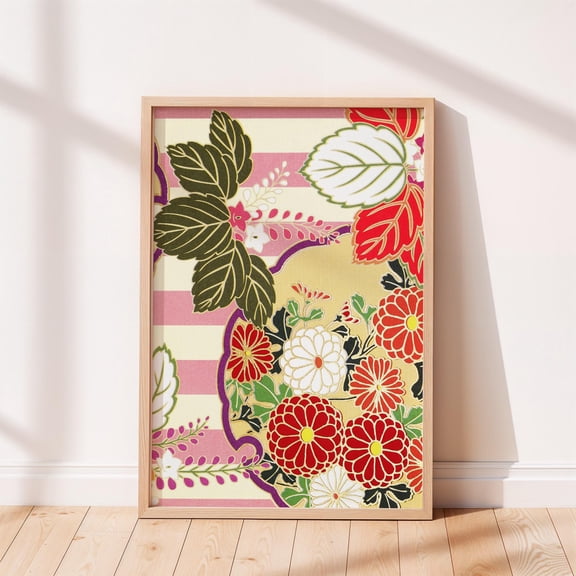 Floral Kimono Art Print Japanese Geisha Wall Decor Home Decor Office Wall Art