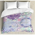 thumbnail image 1 of Floral King Size Duvet Cover Set, Spring Nature Theme Ornamental Flowers Dandelions Leaves Swirls Curvy Design Artwork, Decorative 3 Piece Bedding Set with 2 Pillow Shams, Multicolor, by Ambesonne, 1 of 3