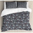 thumbnail image 1 of Floral King Size Duvet Cover Set, Spring Petals Inspirational Branches Mother Nature Japanese Botany, Decorative 3 Piece Bedding Set with 2 Pillow Shams, Grey Pale Peach Vermilion, by Ambesonne, 1 of 3