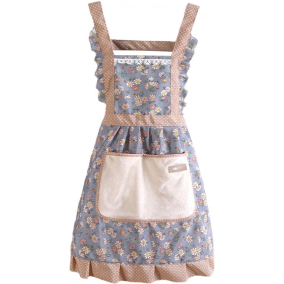 Floral Kitchen Aprons for Women with Pockets, Adjustable Cooking Apron, Cotton Chef Baking Apron, Gardening Kitchen Apron Durable Apron for Home
