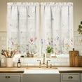 thumbnail image 1 of Floral Kitchen Curtains 39 Inch Length White Window Curtain Over Sink Spring Summer Small Short Tier for Bathroom Cafe Rod Pocket (2 Panels, 27.5" W x 39" L), 1 of 6