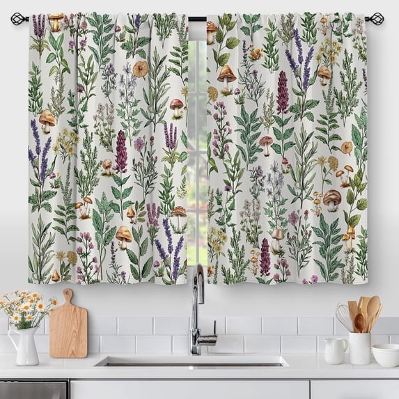 Floral Kitchen Curtains - Bohemian Colorful Flowers Print Cafe Small Short Tier Window Curtains for Bathroom Living Room Decor Rod Pocket Window Drapes 40 Inch Length Set 28"x40"