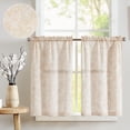 thumbnail image 1 of Floral Kitchen Curtains Linen Tier Farmhouse Cafe Curtains Country Botanic Window Rod Pocket Rustic Flax for Laundry Bathroom RV Panels Taupe on Beige, 1 of 3