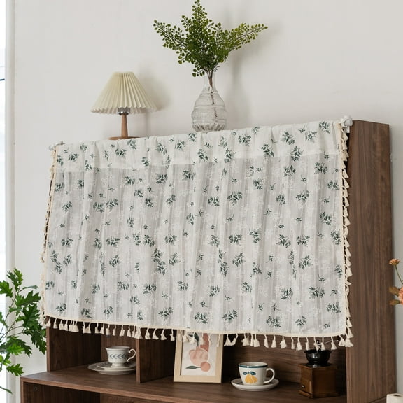 Floral Kitchen Curtains with Tassels Cotton Tier Curtains Farmhouse Cafe Curtains Country Small  Boho Window Curtains Rustic for Laundry Room Bathroom