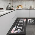 thumbnail image 1 of Floral Kitchen Mat Sets 2PCS Non Skid Waterproof Kitchen Rugs and Runner Sets Cushioned Anti-Fatigue Comfort Mat for Home,Office Memory Foam Kitchen Rug, 17.3"x30"+17.3"x47",Black/Pink, 1 of 6