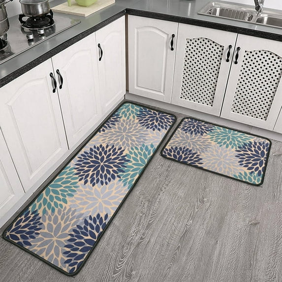 Floral Kitchen Rug Set of 2 Floor Mat Farmhouse Kitchen Mat Non Slip Summer Kitchen Rugs Floor Standing Mat Kitchen Medallion Runner Rug