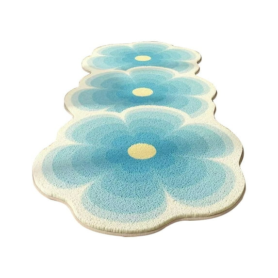 Floral Kitchen Rugs with Non-Slip Backing Flower Pattern Non Slip Washable Rugs Floor Mat Vintage Floral Rug Entryway Carpet for Living Room Bedroom Ultra Soft Floral Bathroom Rug Blue 15.7"x23.6"