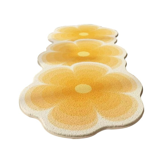 Floral Kitchen Rugs with Non-Slip Backing Flower Pattern Non Slip Washable Rugs Floor Mat Vintage Floral Rug Entryway Carpet for Living Room Bedroom Ultra Soft Floral Bathroom Rug Yellow 15.7"x23.6"