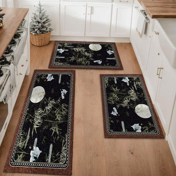 Floral Kitchen Rugs Sets of 3, Non Slip Kitchen Rugs and Mats Washable Farmhouse Kitchen Rugs Floral Kitchen Floor Mat Carpet Runner Rugs for Hallway Laundry Room