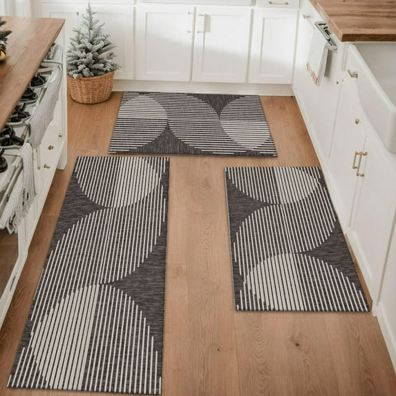 Floral Kitchen Rugs Sets of 3, Non Slip Kitchen Rugs and Mats Washable Farmhouse Kitchen Rugs Floral Kitchen Floor Mat Carpet Runner Rugs for Hallway Laundry Room