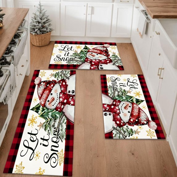 Floral Kitchen Rugs Sets of 3, Non Slip Kitchen Rugs and Mats Washable Farmhouse Kitchen Rugs Floral Kitchen Floor Mat Carpet Runner Rugs for Hallway Laundry Room