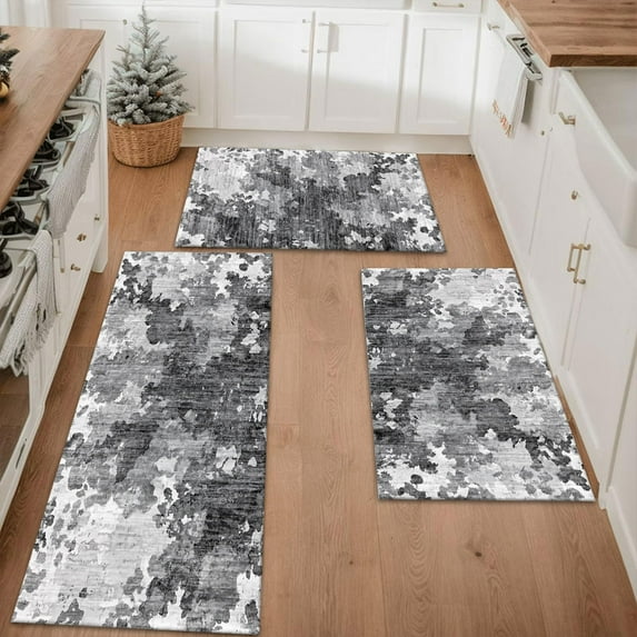 Floral Kitchen Rugs Sets of 3, Non Slip Kitchen Rugs and Mats Washable Farmhouse Kitchen Rugs Floral Kitchen Floor Mat Carpet Runner Rugs for Hallway Laundry Room