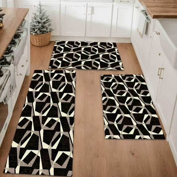 Floral Kitchen Rugs Sets of 3, Non Slip Kitchen Rugs and Mats Washable Farmhouse Kitchen Rugs Floral Kitchen Floor Mat Carpet Runner Rugs for Hallway Laundry Room