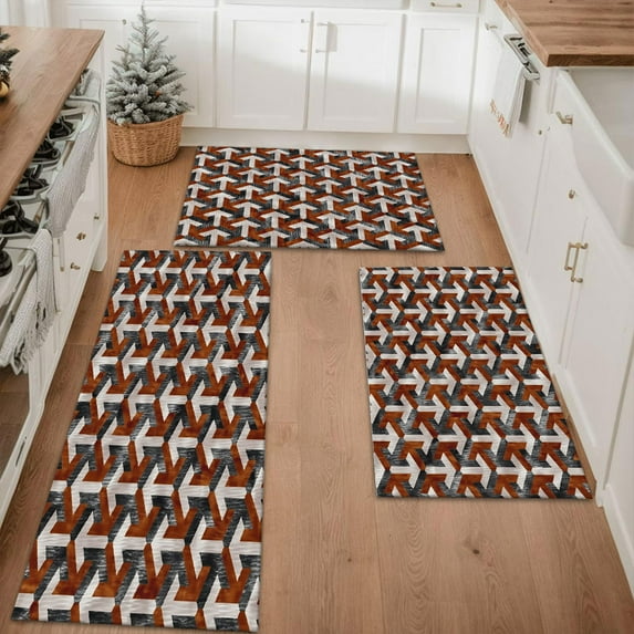 Floral Kitchen Rugs Sets of 3, Non Slip Kitchen Rugs and Mats Washable Farmhouse Kitchen Rugs Floral Kitchen Floor Mat Carpet Runner Rugs for Hallway Laundry Room