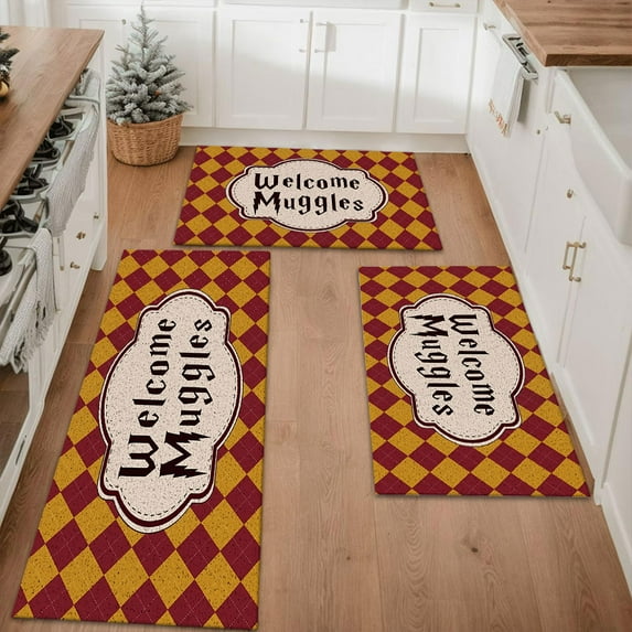 Floral Kitchen Rugs Sets of 3, Non Slip Kitchen Rugs and Mats Washable Farmhouse Kitchen Rugs Floral Kitchen Floor Mat Carpet Runner Rugs for Hallway Laundry Room