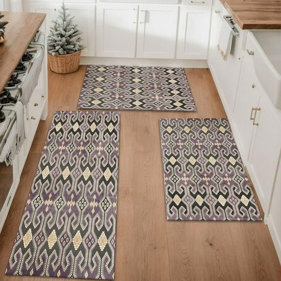 Floral Kitchen Rugs Sets of 3, Non Slip Kitchen Rugs and Mats Washable Farmhouse Kitchen Rugs Floral Kitchen Floor Mat Carpet Runner Rugs for Hallway Laundry Room