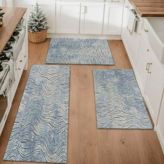 Floral Kitchen Rugs Sets of 3, Non Slip Kitchen Rugs and Mats Washable Farmhouse Kitchen Rugs Floral Kitchen Floor Mat Carpet Runner Rugs for Hallway Laundry Room
