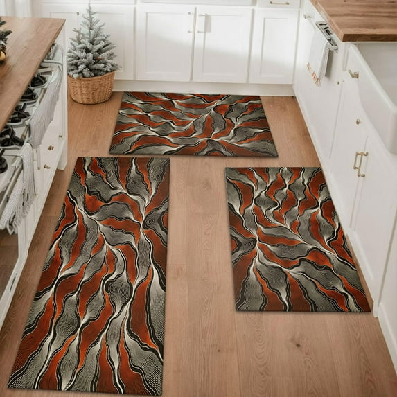 Floral Kitchen Rugs Sets of 3, Non Slip Kitchen Rugs and Mats Washable Farmhouse Kitchen Rugs Floral Kitchen Floor Mat Carpet Runner Rugs for Hallway Laundry Room