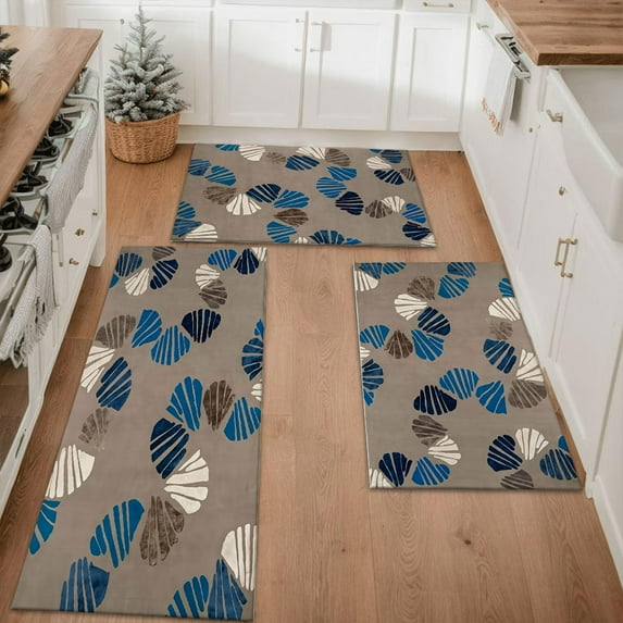 Floral Kitchen Rugs Sets of 3, Non Slip Kitchen Rugs and Mats Washable Farmhouse Kitchen Rugs Floral Kitchen Floor Mat Carpet Runner Rugs for Hallway Laundry Room
