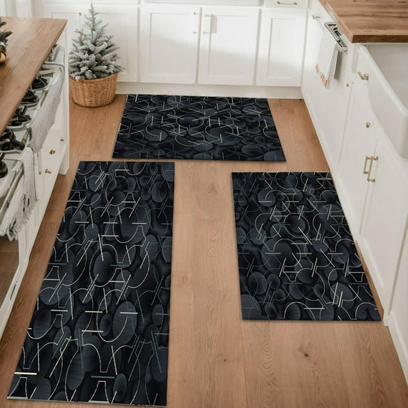 Floral Kitchen Rugs Sets of 3, Non Slip Kitchen Rugs and Mats Washable Farmhouse Kitchen Rugs Floral Kitchen Floor Mat Carpet Runner Rugs for Hallway Laundry Room