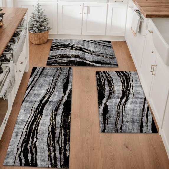 Floral Kitchen Rugs Sets of 3, Non Slip Kitchen Rugs and Mats Washable Farmhouse Kitchen Rugs Floral Kitchen Floor Mat Carpet Runner Rugs for Hallway Laundry Room