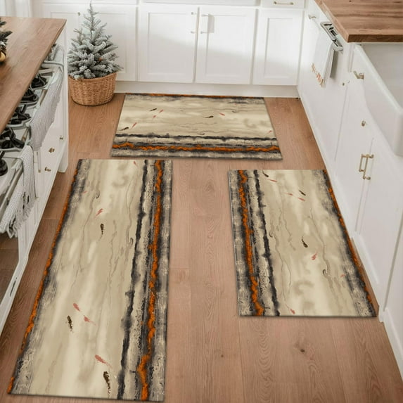 Floral Kitchen Rugs Sets of 3, Non Slip Kitchen Rugs and Mats Washable Farmhouse Kitchen Rugs Floral Kitchen Floor Mat Carpet Runner Rugs for Hallway Laundry Room