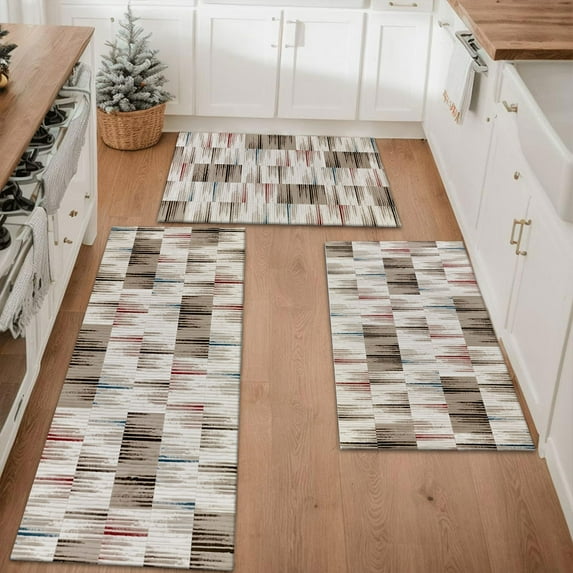 Floral Kitchen Rugs Sets of 3, Non Slip Kitchen Rugs and Mats Washable Farmhouse Kitchen Rugs Floral Kitchen Floor Mat Carpet Runner Rugs for Hallway Laundry Room