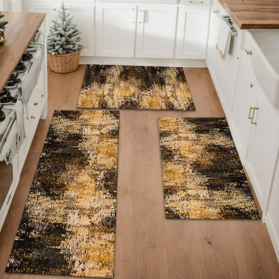Floral Kitchen Rugs Sets of 3, Non Slip Kitchen Rugs and Mats Washable Farmhouse Kitchen Rugs Floral Kitchen Floor Mat Carpet Runner Rugs for Hallway Laundry Room