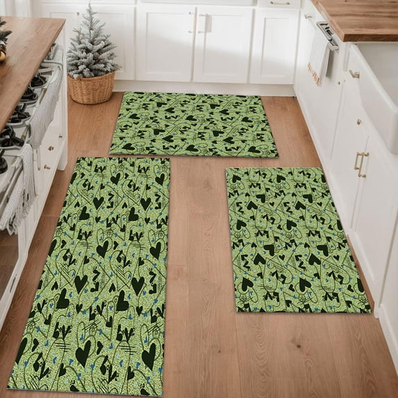 Floral Kitchen Rugs Sets of 3, Non Slip Kitchen Rugs and Mats Washable Farmhouse Kitchen Rugs Floral Kitchen Floor Mat Carpet Runner Rugs for Hallway Laundry Room