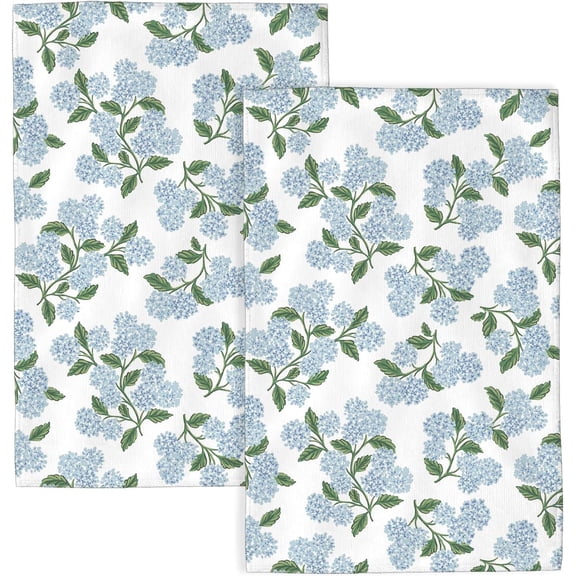 Floral Kitchen Towels 16x24 Inch Blue Green Hydrangea Decor Dish Towels Vintage Flower Spring Summer Seasonal Decoration Hand Towels Absorbent Dish Cloths for Home Kitchen Dining Set of 2