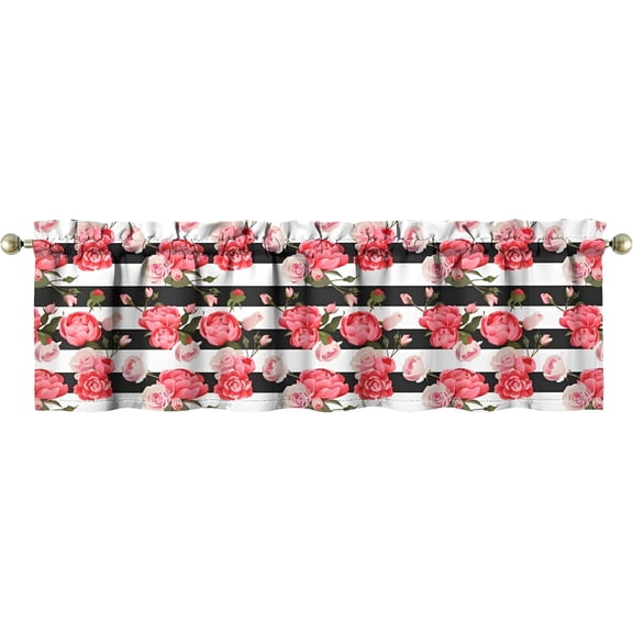 Floral Kitchen Valances Funny Window Over Sink Decor Ideas Retro Small Window Drapes for Kitchen Bedroom Bathroom Laundry Room Small Windows 18x54 inch