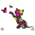 thumbnail image 1 of Floral Kitty Catching Butterflies - 5" Vinyl Sticker - For Car Laptop I-Pad - Waterproof Decal, 1 of 1