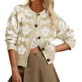 thumbnail image 1 of Floral Knit Women Long Sleeve Button Down Casual Sweater Cardigan, 1 of 5