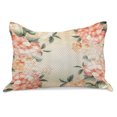 thumbnail image 1 of Floral Knitted Quilt Pillowcover, Blooming Hydrangea Flowers Leaves Bouquet Vintage Style Spring Nature Print, Standard King Size Pillow Cover for Bedroom, 30" x 20", Reseda Green Salmon, by Ambesonne, 1 of 2