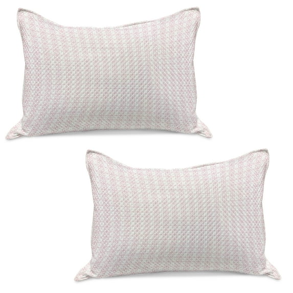Floral Knitted Quilt Pillowcover Set of 2, Contiguous Orderly Flower Pattern Symmetrical Spring Nature Art Print, Standard Queen Pillow Sham Bedroom, 30" x 20", Pale Pink and White, by Ambesonne