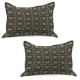 thumbnail image 1 of Floral Knitted Quilt Pillowcover Set of 2, Modern Overlapping Circle and Flora Pattern on Black Colorful Abstract Art Design, Standard Queen Pillow Sham Bedroom, 30" x 20", Multicolor, by Ambesonne, 1 of 1