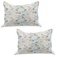 thumbnail image 1 of Floral Knitted Quilt Pillowcover Set of 2, Pastel Daisies and Leaves Blooming Retro Style Foliage Spring Color Palette, Standard Queen Pillow Sham Bedroom, 30" x 20", Multicolor, by Ambesonne, 1 of 1