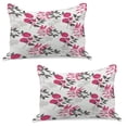 thumbnail image 1 of Floral Knitted Quilt Pillowcover Set of 2, Repetitive Nostalgic Pattern with Abstract Flowers and Leaves, Standard Queen Pillow Sham Bedroom, 30" x 20", Magenta Dark Grey White, by Ambesonne, 1 of 1