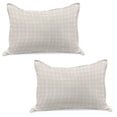 thumbnail image 1 of Floral Knitted Quilt Pillowcover Set of 2, Symmetrical Graphic Flowers and Dots Pattern Pastel Colors Spring Nature, Standard Queen Pillow Sham Bedroom, 30" x 20", Pale Mauve and White, by Ambesonne, 1 of 1