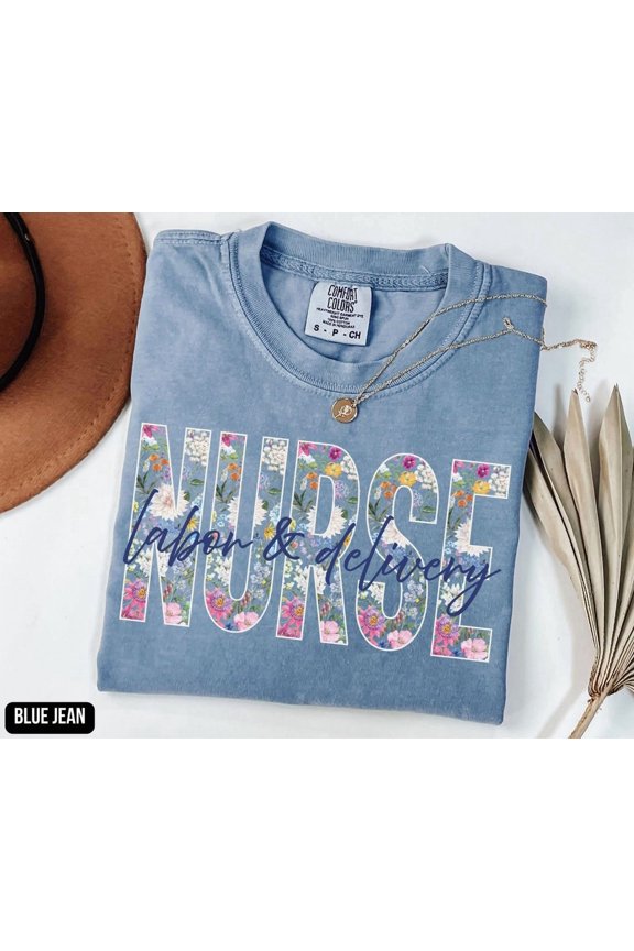 Floral Labor And Delivery Nurse Gift For Rn Bsn Nurses Nursing Graduation Nicu Registered T-Shirt