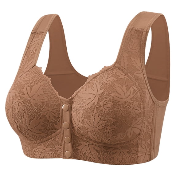 Floral Lace Bra for Women Front Snap Button Closure Vest Style Wireless ...