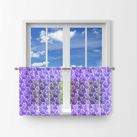 Floral Lace Café Tier Curtains Window Treatment Kitchen Home Décor