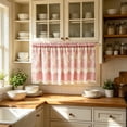thumbnail image 1 of Floral Lace Edge Cafe Curtain – Semi-Sheer Tiered Window Valance, 39.37x19.69 Inches, Adjustable Rod Pocket, for Kitchen Bathroom Decor, 1 of 6