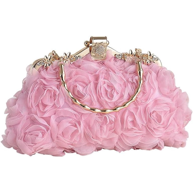 Floral Lace Evening Clutch Purse, Rose Wedding Handbag with Chain Strap,  Bridesmaid Dress Bag - Walmart.com