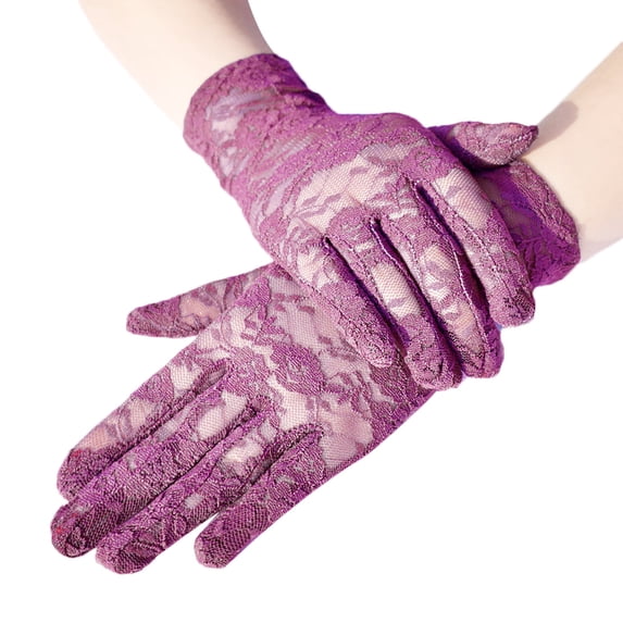 Floral Lace Gloves for Women Tea Party Short Lace Gloves Courtesy Dressy for Cosplay Dinner Party Evening