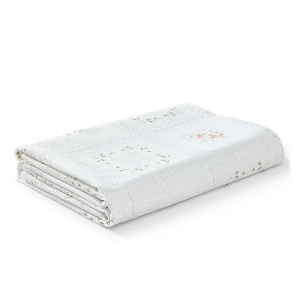 Elrene Home Fashions Floral Lace-Inspired 3-Yard Cut-to-fit Vinyl Tablecloth/Table Protector, White, 54" x 108"