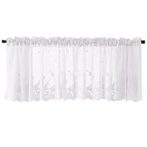 Floral Lace Kitchen Valance Curtains, 51’’x16’’ Valance and Swag for Bedroom Bathroom Living Room Window Decor, Rod Pocket Short Curtain on Clearance
